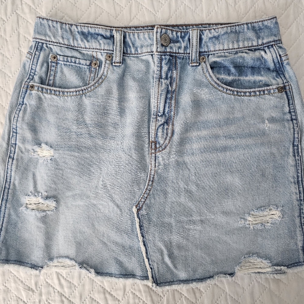 Girls Gap Kids Denim Blue Jean Mini Skirt, size 18 Wash Adjustable